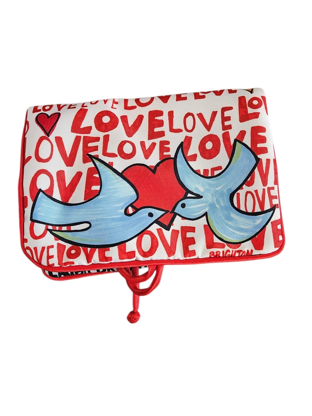 Nwot BRIGHTON Love PRINT JEWELRY TRAVEL HOLDER with Blue Dove Motif